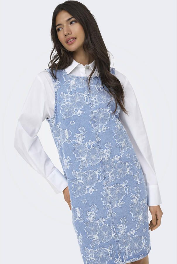 ONLY korte jurk light blue denim