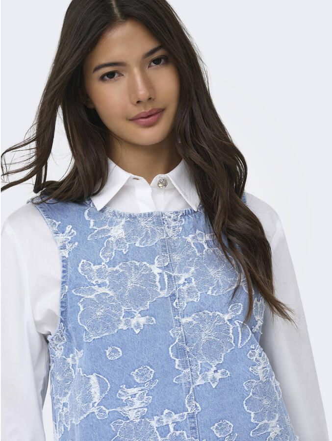 ONLY korte jurk light blue denim - Foto 2
