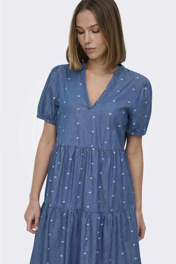 ONLY korte jurk medium blue denim