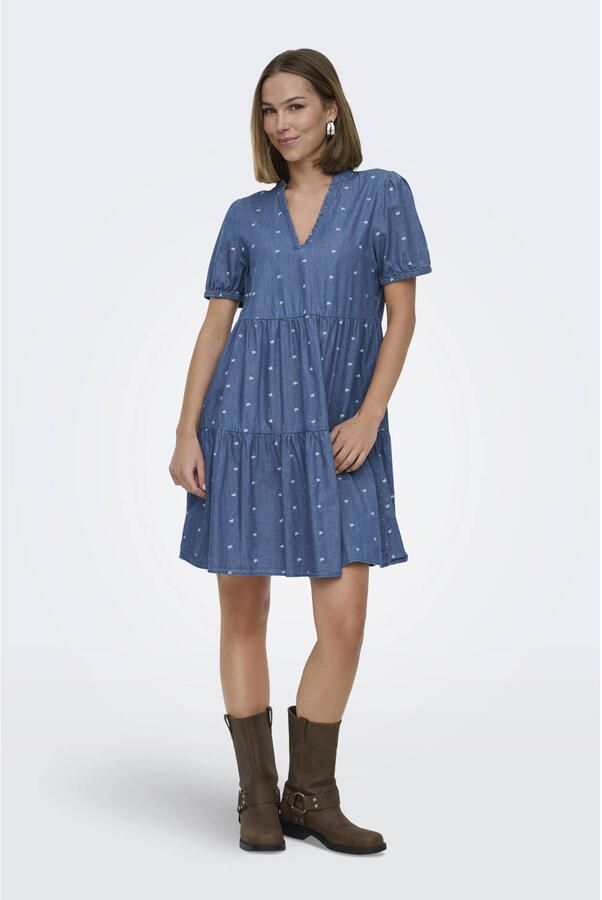 ONLY korte jurk medium blue denim - Foto 3
