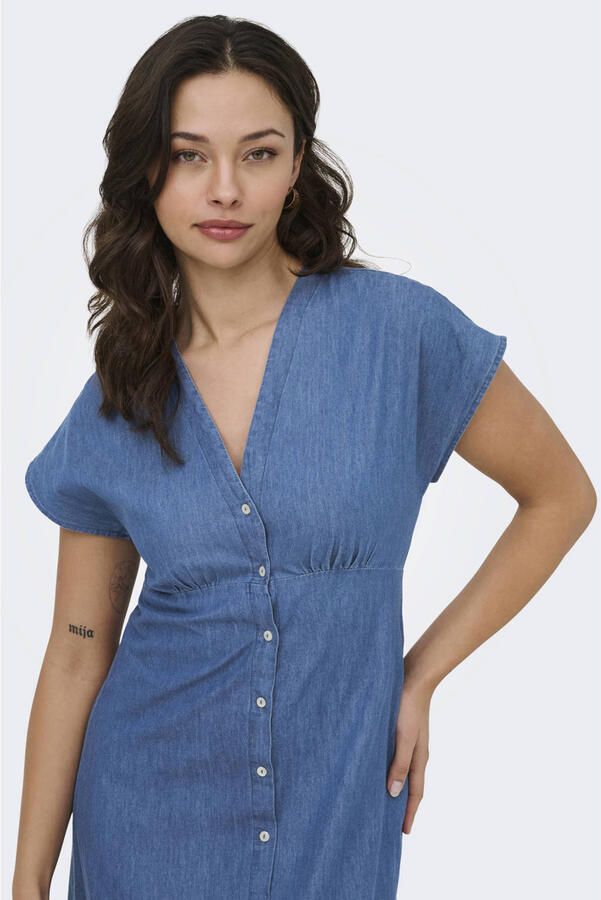 Only Getailleerde denimjurk van puur katoen model 'NOVA AZURE'