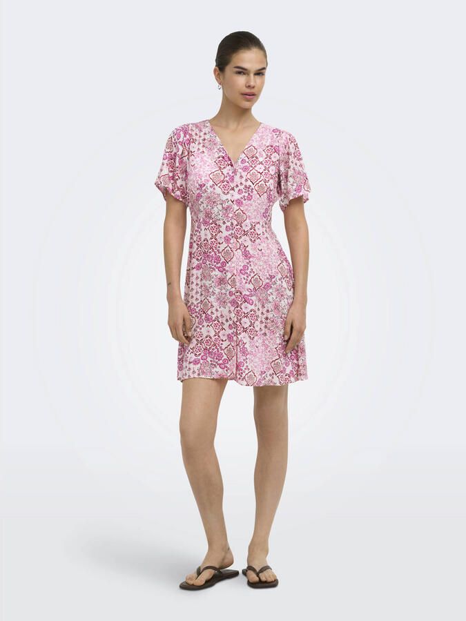 ONLY korte jurk met print roze - Foto 3