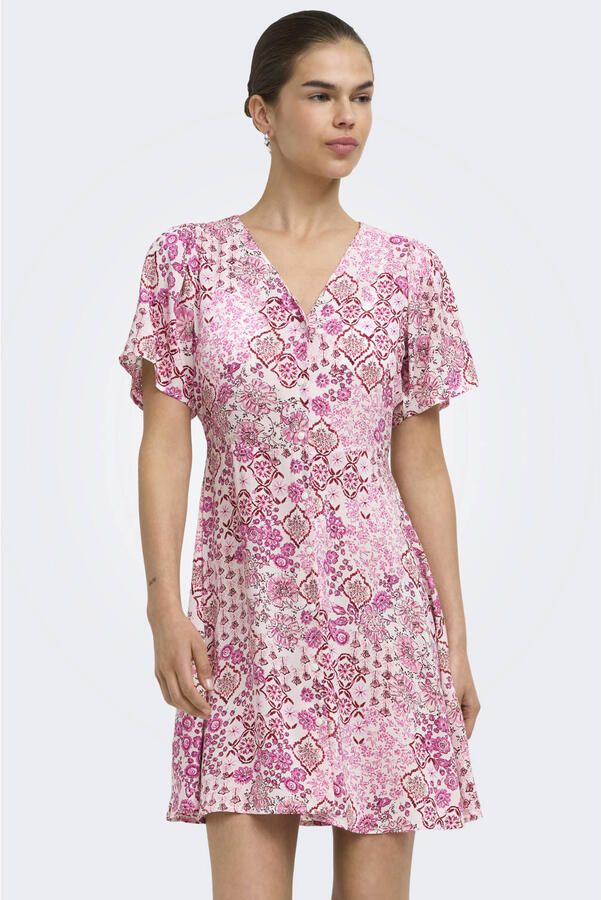 ONLY korte jurk met print roze - Foto 3