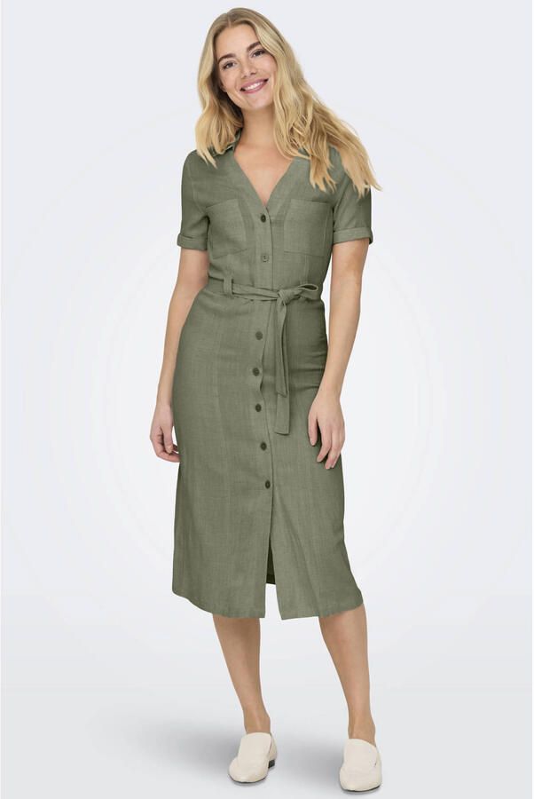 ONLY linnen blousejurk groen