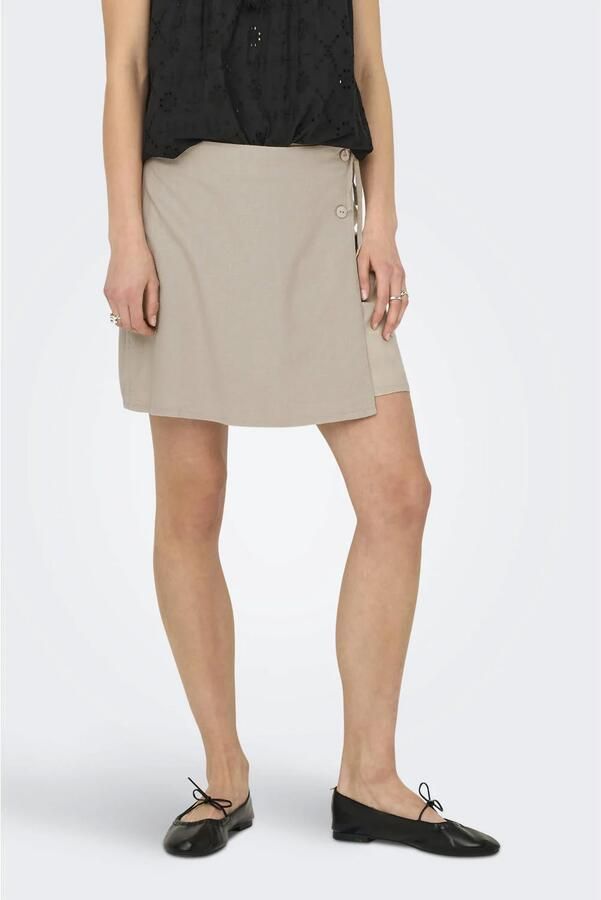 Only Uitlopende wikkelrok van een mix van viscose en linnen model 'CARO' - Foto 3