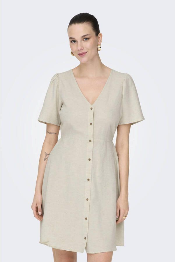 Only Korte Jurk Robe beige col en V manches courtes - Foto 2