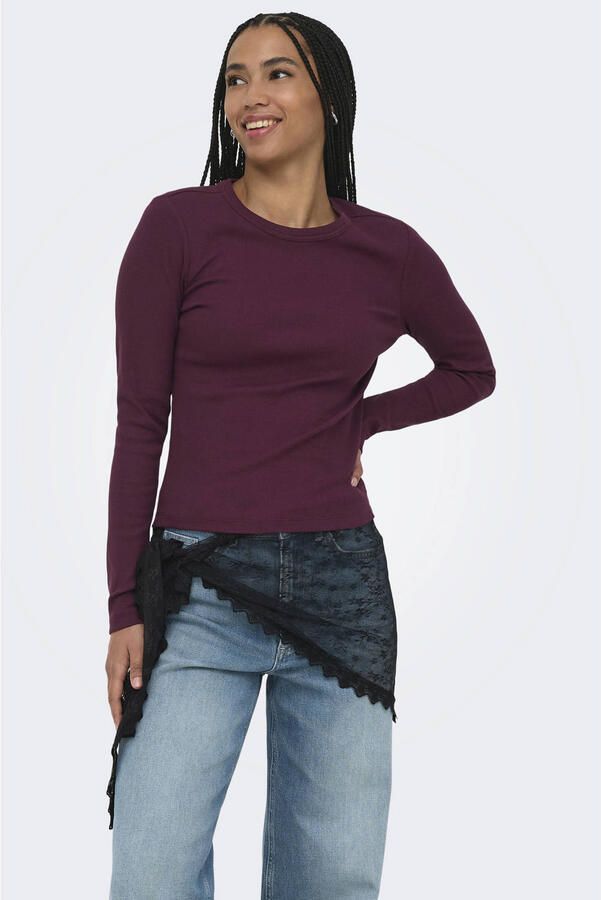 Only slim fit shirt met lange mouwen van katoenmix model 'VAL'