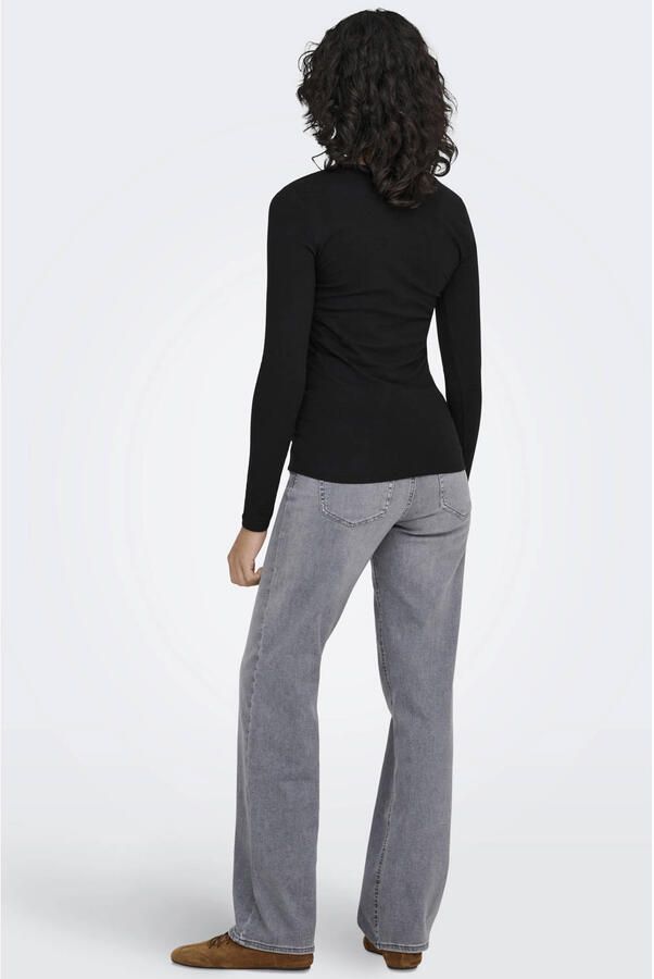 Only Zwart T-shirt met Lange Mouwen en Ronde Hals Black Dames