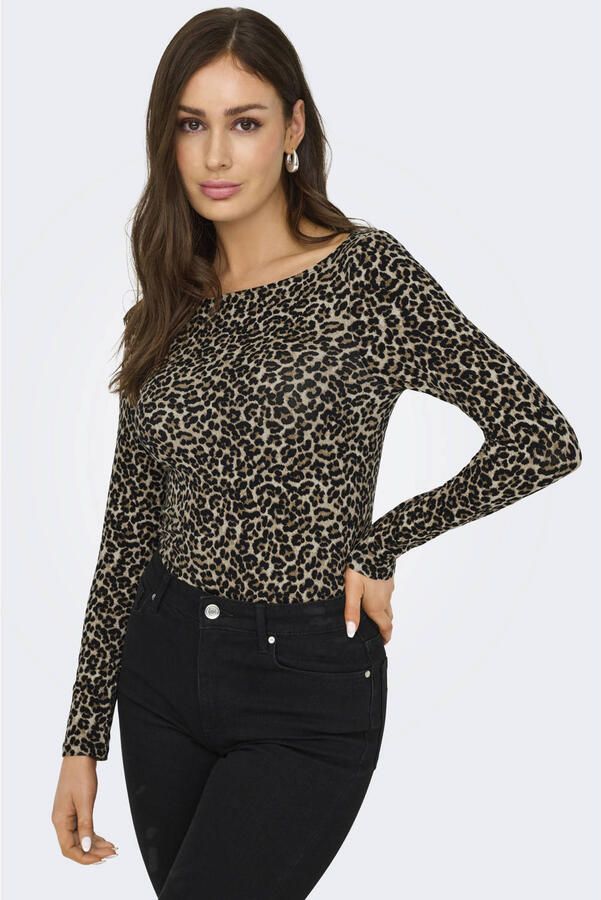 ONLY Longsleeve panterprint bruin