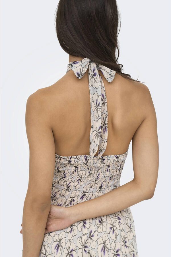 ONLY maxi gebloemde jurk met smockwerk lichtblauw - Foto 3