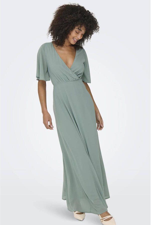 ONLY maxi jurk grijsgroen - Foto 3