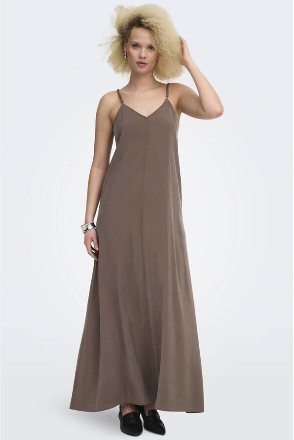 ONLY maxi jurk lichtbruin - Foto 3