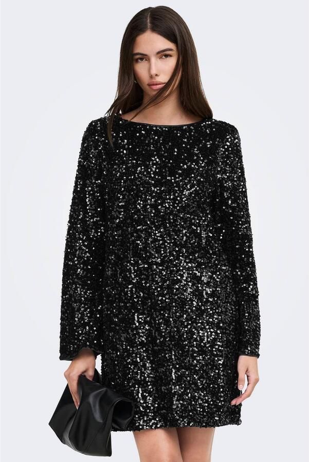 Only Paillettenjurk met diep rugdecolleté