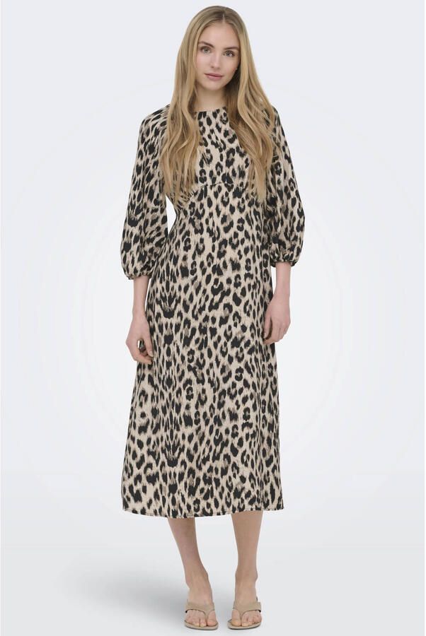 ONLY maxi jurk met panterprint bruin