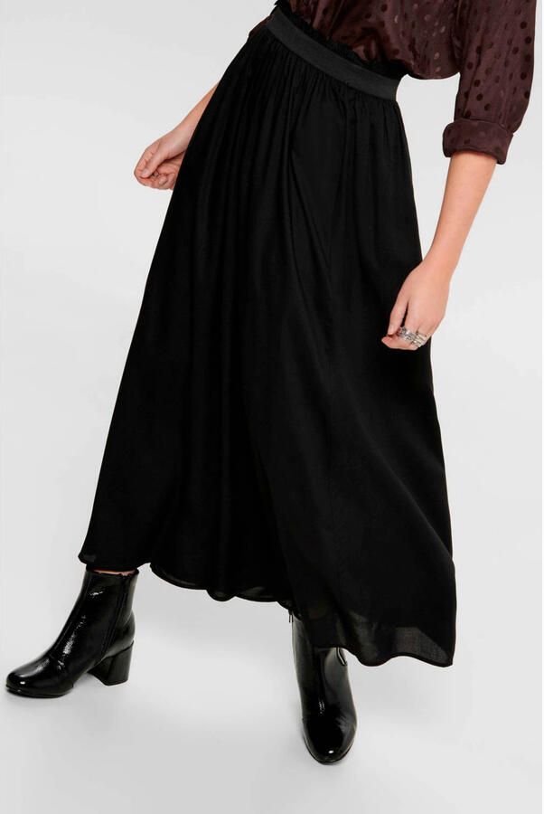 Only Uitlopende midirok in pure viscose model 'VENEDIG'