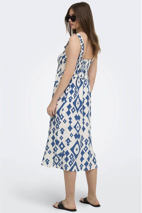 ONLY maxi zomerjurk met smockwerk en print ecru - Foto 2