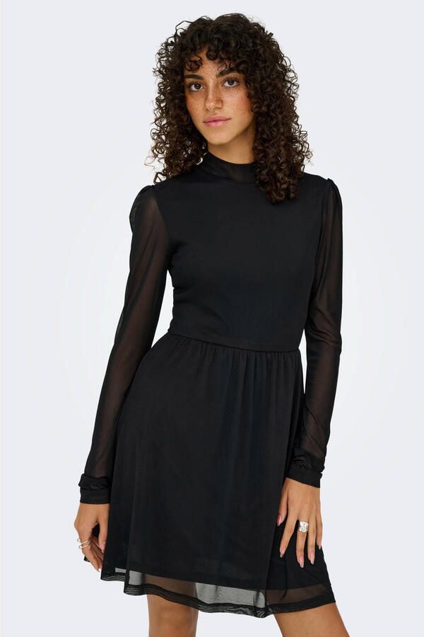 Only Getailleerde jurk met lange mouwen en semi-transparante mouwen model 'ERICA'