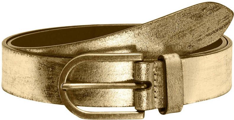ONLY metallic leren riem ONLVIGGA goudkleurig