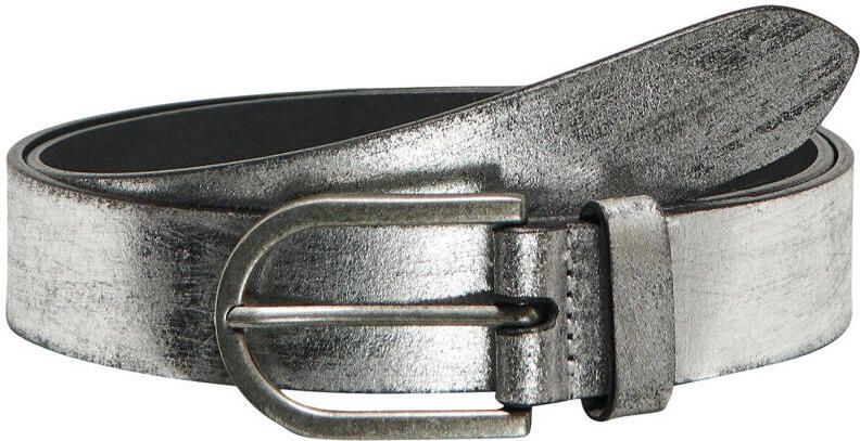ONLY metallic leren riem ONLVIGGA zilverkleurig