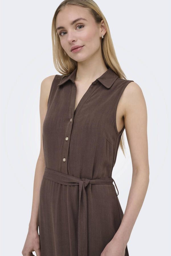 ONLY midi jurk met ceintuur bruin