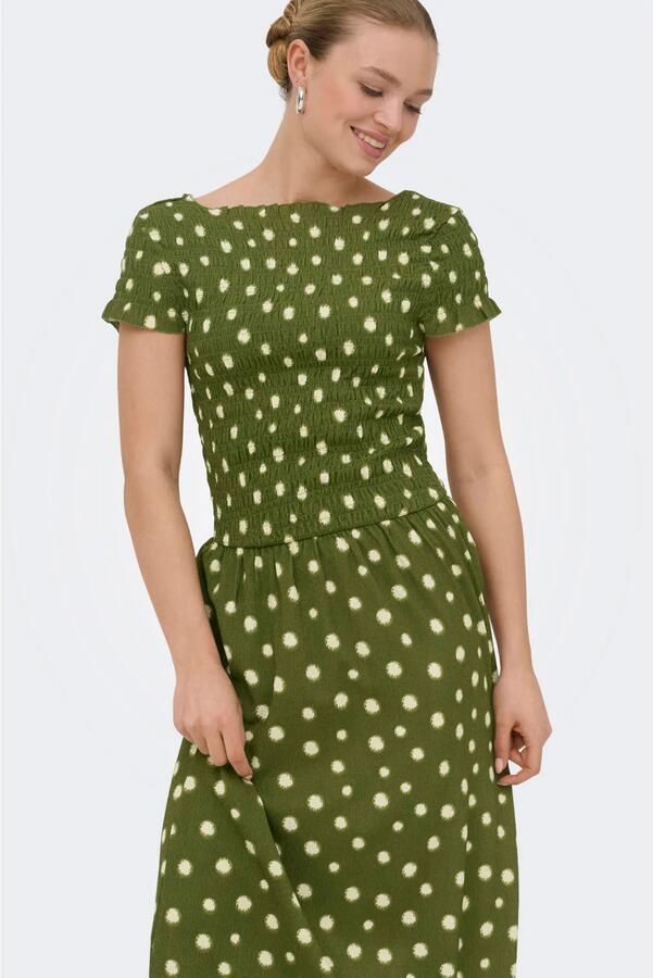 ONLY midi jurk met stippen groen
