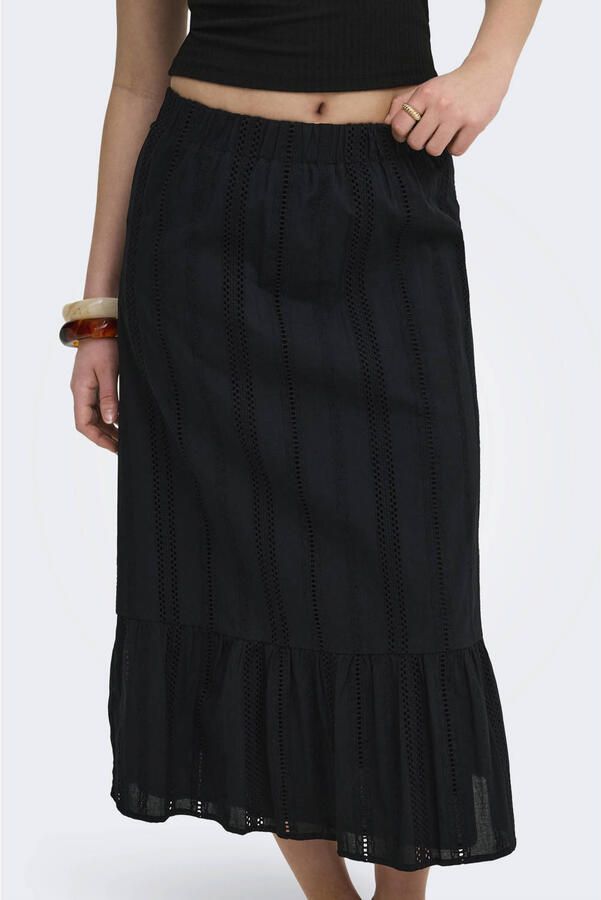 ONLY midi rok broderie zwart - Foto 2