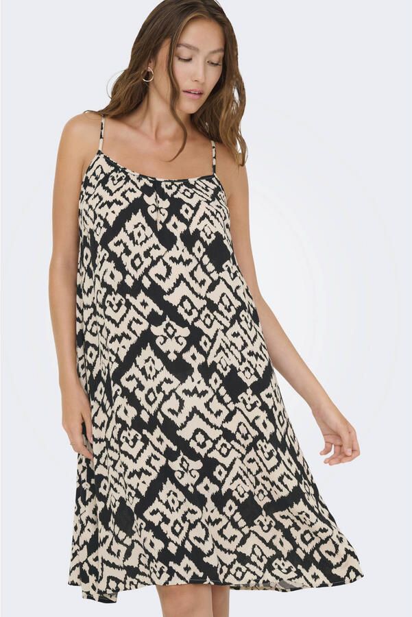 ONLY midi zomerjurk met print zwart