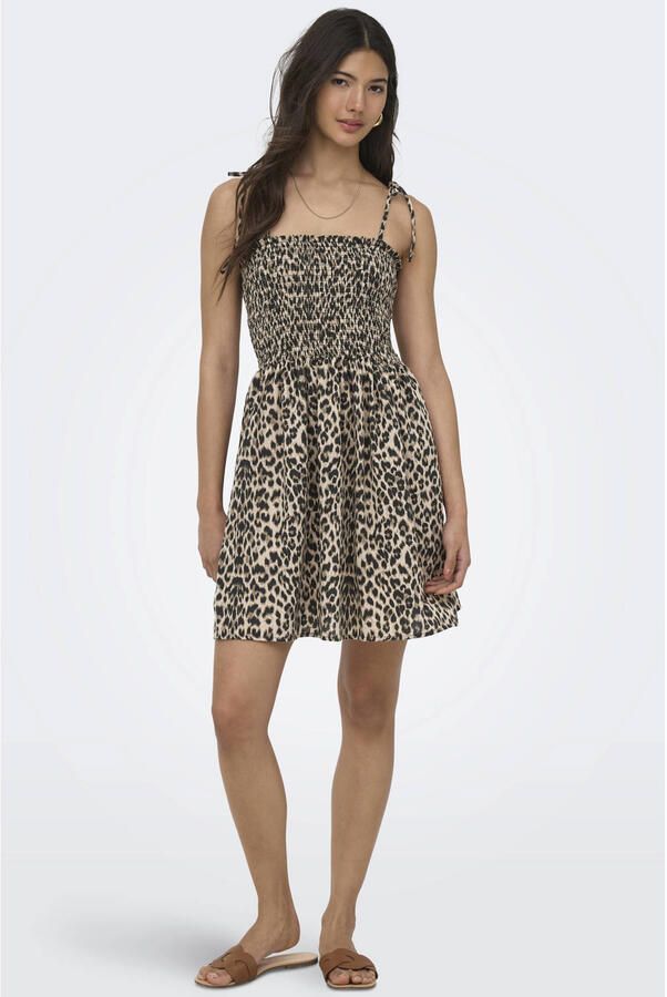 ONLY mini jurk met panterprint zwart - Foto 3