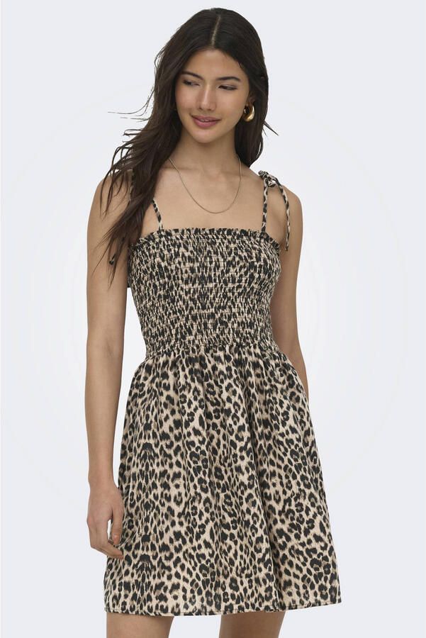 ONLY mini jurk met panterprint zwart