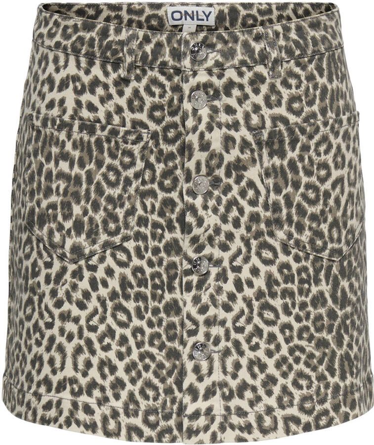 ONLY mini rok met panterprint bruin
