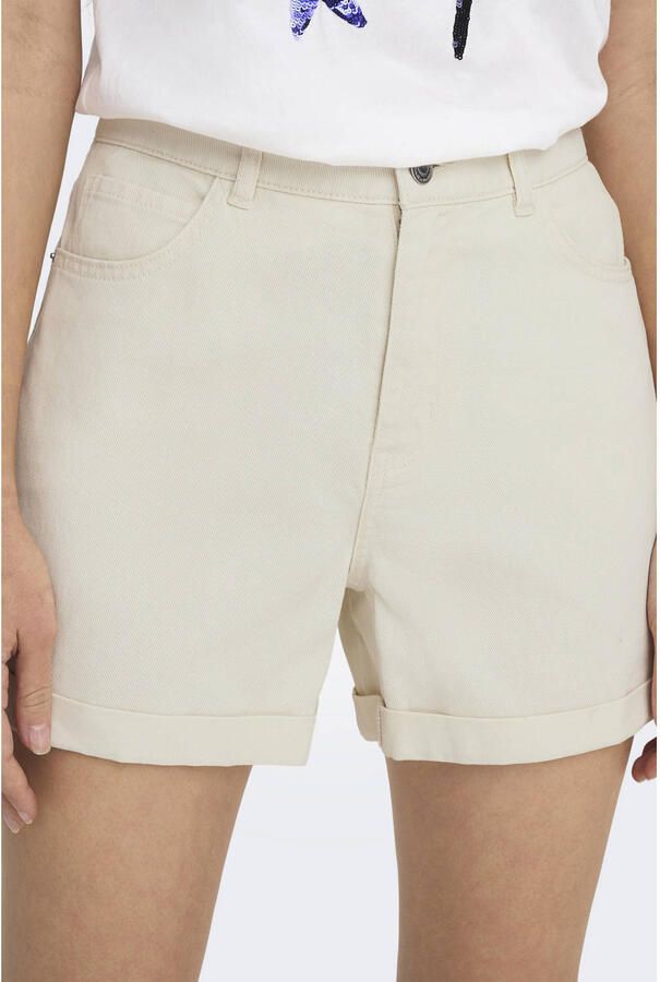ONLY high waist mom short ONLVEGA ecru