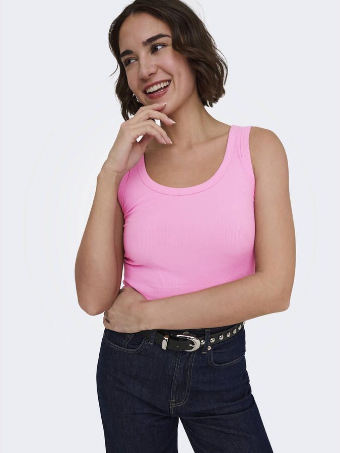 ONLY mouwloze cropped tank top ecru roze (set van 2)