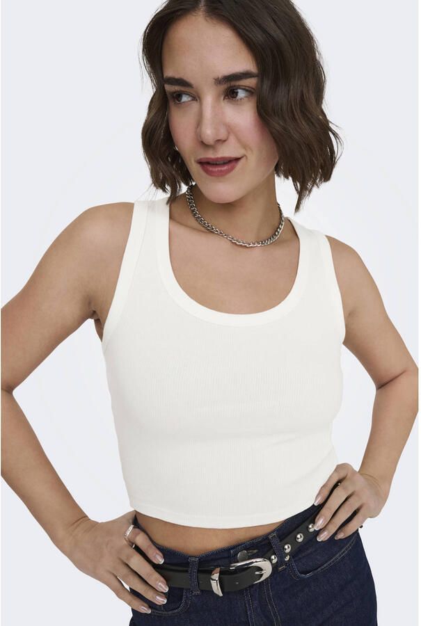 ONLY mouwloze cropped tank top ecru roze (set van 2) - Foto 3