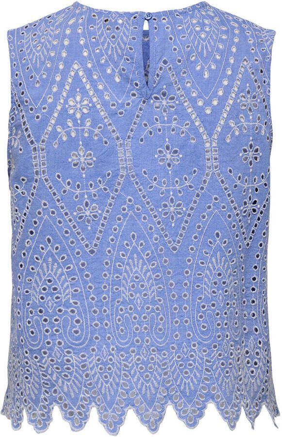 ONLY mouwloze top blauw broderie - Foto 3