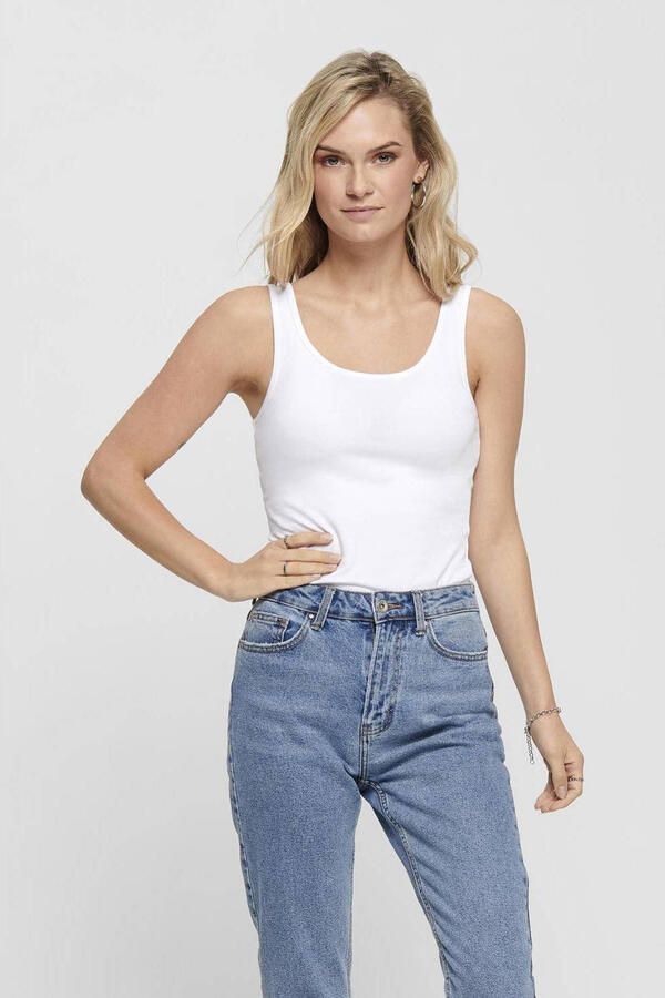 Only Witte Katoenen Tanktop met Bandjes White Dames