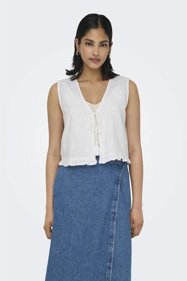 Only Regular fit linnen gilet met borduursels - Foto 3