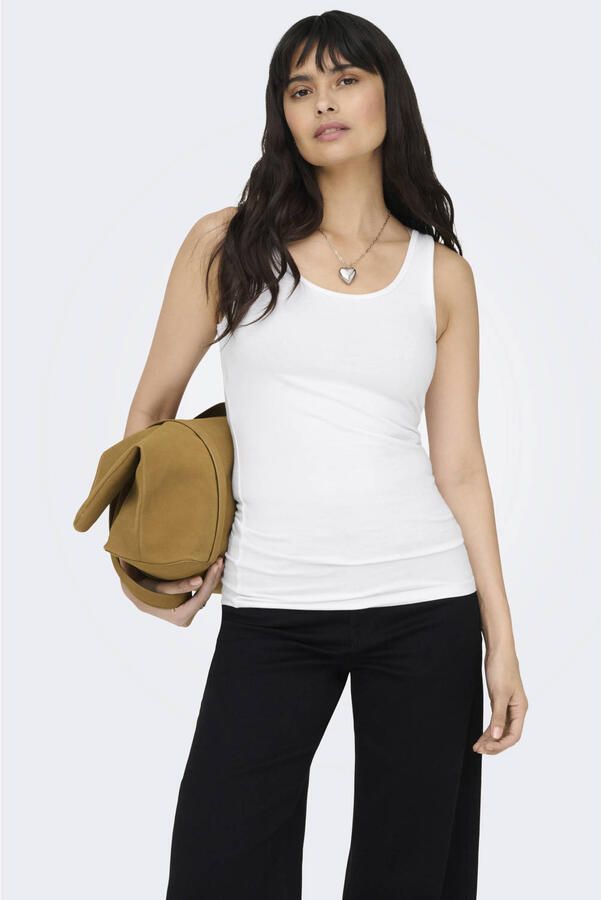 Only Witte Katoenen Tanktop met Bandjes White Dames - Foto 2