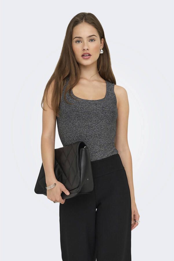 ONLY mouwloze top zilver met glitter