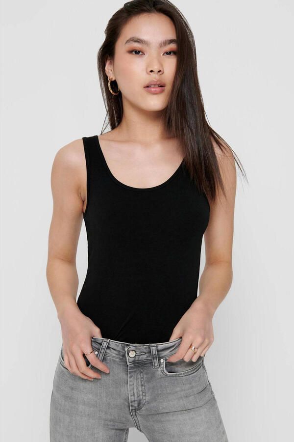 Only Zwarte Katoenen Tanktop met Bandjes Black Dames