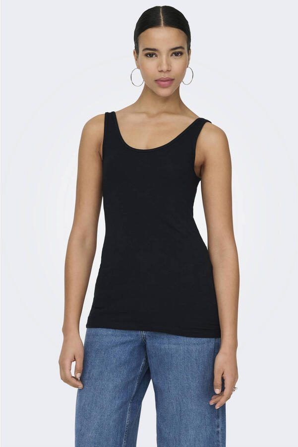 Only Zwarte Katoenen Tanktop met Bandjes Black Dames - Foto 2