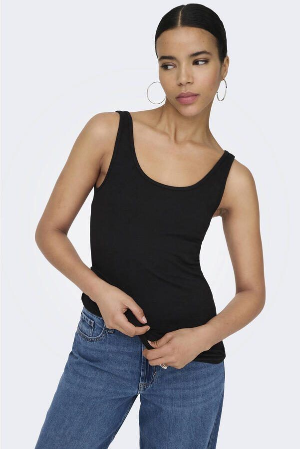 Only Zwarte Katoenen Tanktop met Bandjes Black Dames - Foto 3
