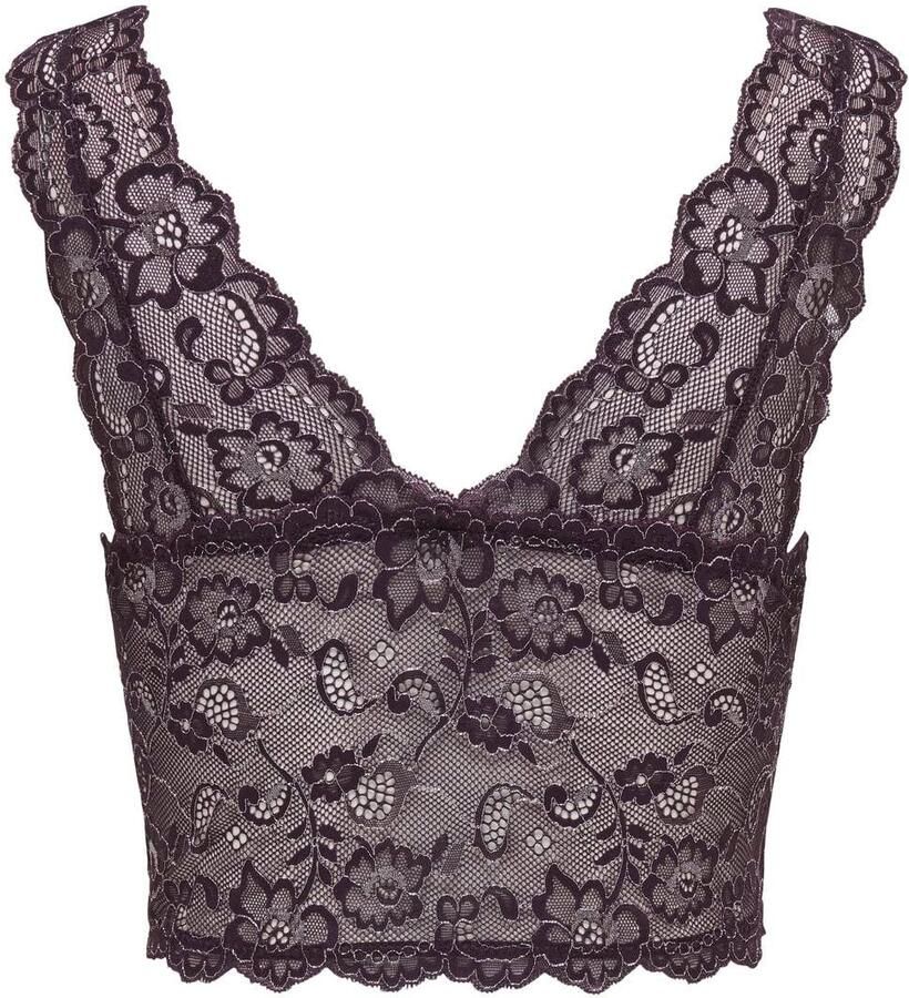 ONLY niet-voorgevormde bralette zonder beugel donkerpaars - Foto 2