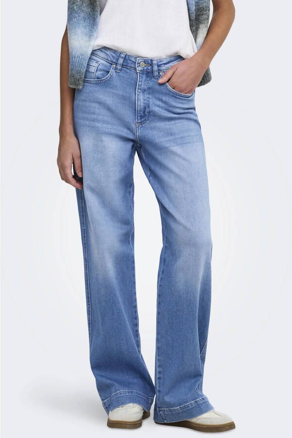 ONLY Onlally Hw Wide Leg Dnm Box jeans lichtblauw