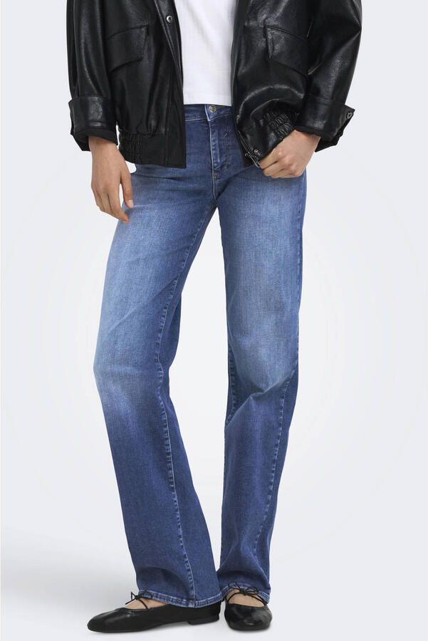 ONLY Onlblush Mid Deco Stra Dnm Rea332 straight leg jeans mediumblauw