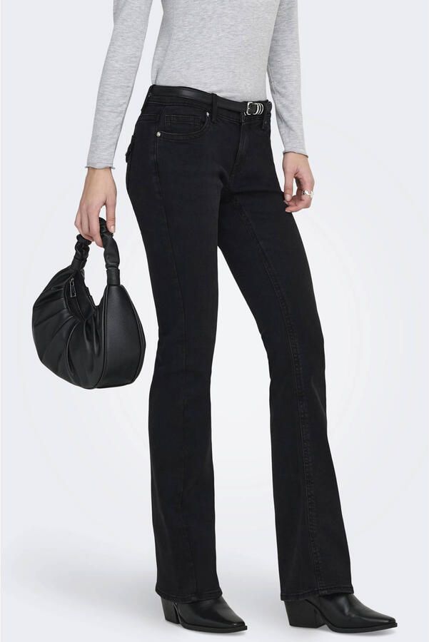 ONLY Onlcarrie Lw Back Pock Flared Dnm Box bootcut jeans black denim