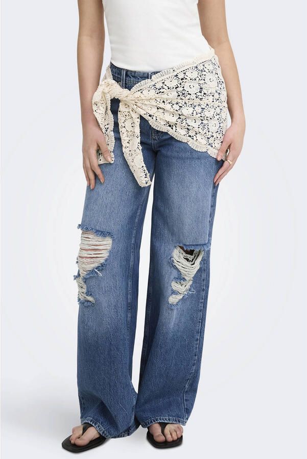 ONLY Onlcarrie Reg Crochet Des Wide Dnm Dot wide leg jeans medium blue denim