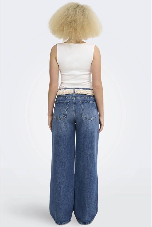 ONLY Onlcarrie Reg Crochet Des Wide Dnm Dot wide leg jeans medium blue denim - Foto 3