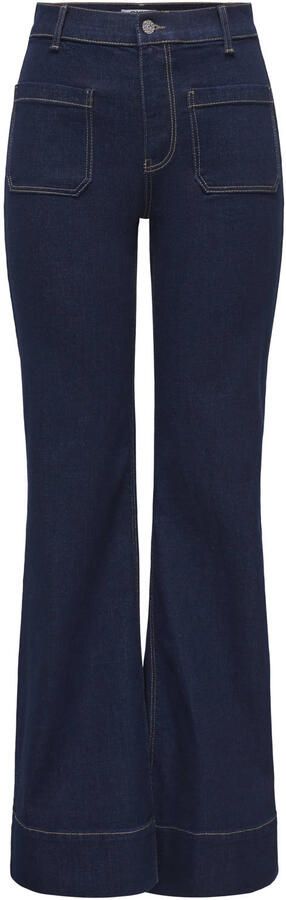 ONLY Onlcypress Rinse Hw Pocket Flare Dnm Pim flared jeans donkerblauw