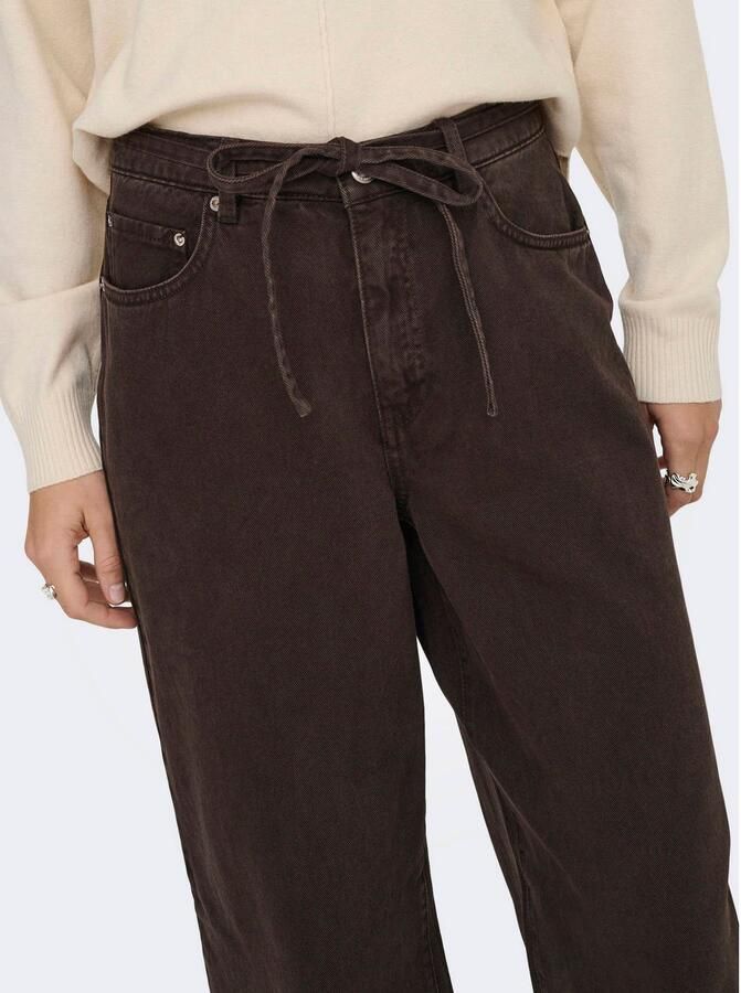 ONLY Onlgianna mw straight color pnt noos barrel jeans donkerbruin