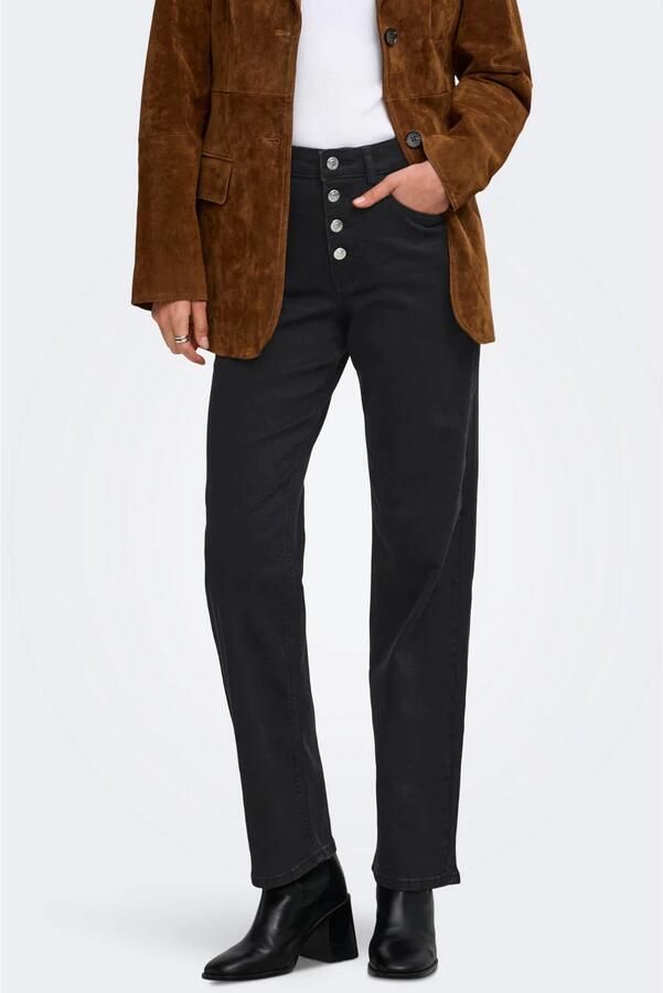 ONLY Onljoy Hw Vis But Straght Dnm straight leg jeans zwart